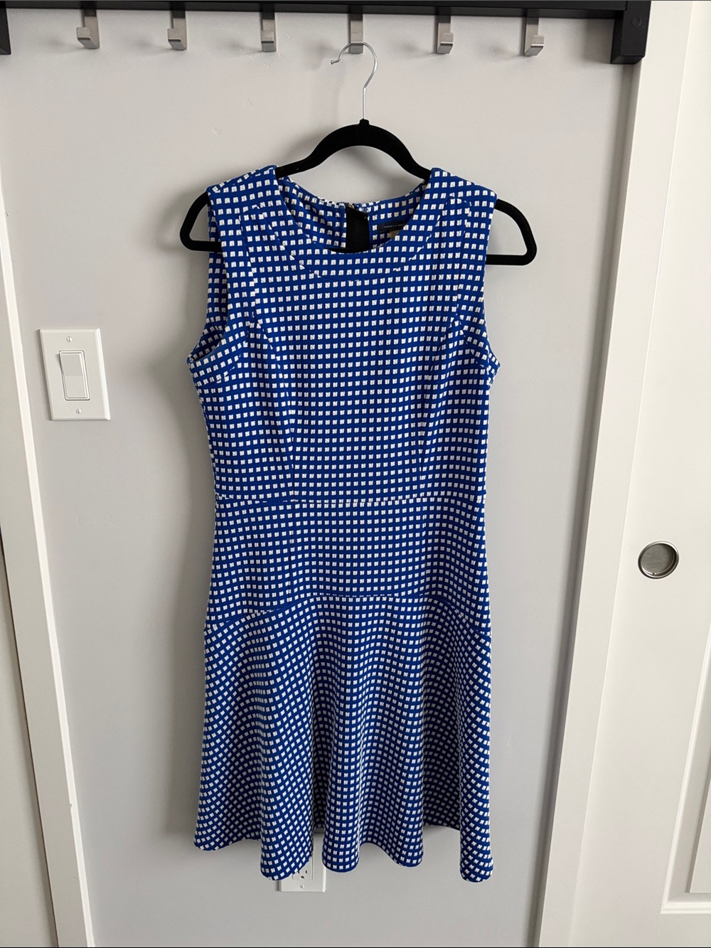 Tommy Hilfiger Blue and White Check Midi Dress